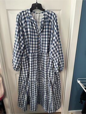 The Lullaby Club Blue and White Gingham Maxi Dress